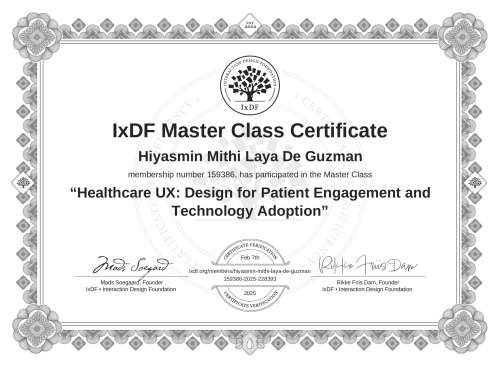 Healthcare UX: Design for Patient Engagement and Technology Adoption certificate