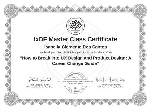 How to Break into UX Design and Product Design: A Career Change Guide certificate