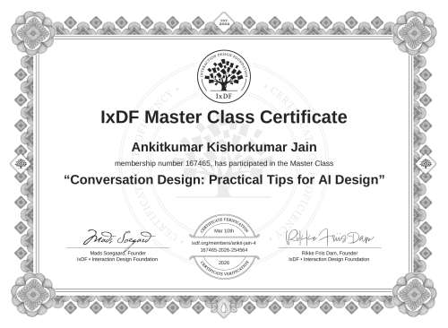 Conversation Design: Practical Tips for AI Design certificate