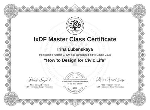 How to Design for Civic Life certificate