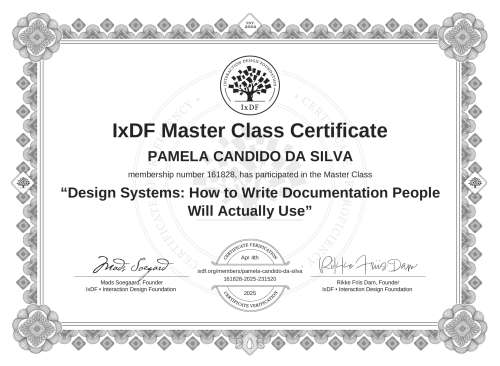 Design Systems: How to Write Documentation People Will Actually Use certificate