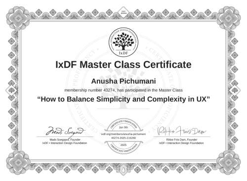 How to Balance Simplicity and Complexity in UX certificate