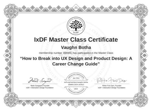 How to Break into UX Design and Product Design: A Career Change Guide certificate