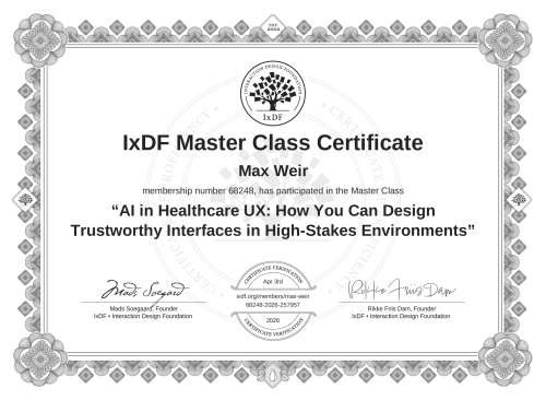 AI in Healthcare UX: How You Can Design Trustworthy Interfaces in High-Stakes Environments certificate