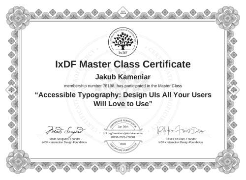 Accessible Typography: Design UIs All Your Users Will Love to Use certificate