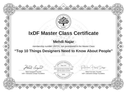 Top 10 Things Designers Need to Know About People certificate