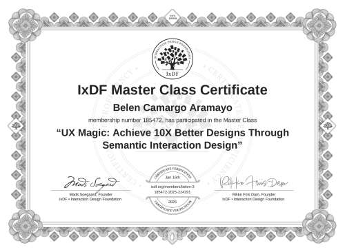 UX Magic: Achieve 10X Better Designs Through Semantic Interaction Design certificate