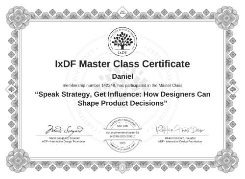 Speak Strategy, Get Influence: How Designers Can Shape Product Decisions certificate
