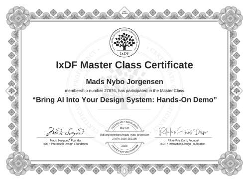 Bring AI Into Your Design System: Hands-On Demo certificate