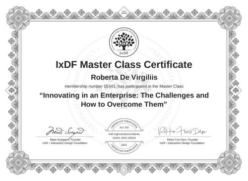 Innovating in an Enterprise: The Challenges and How to Overcome Them certificate