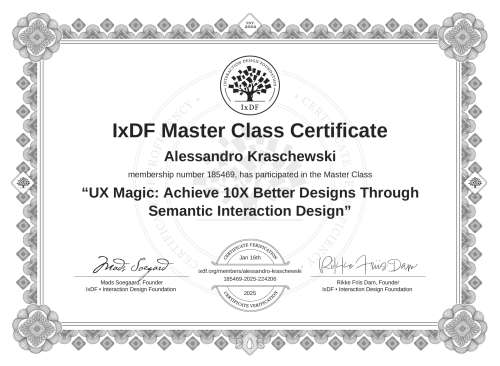 UX Magic: Achieve 10X Better Designs Through Semantic Interaction Design certificate