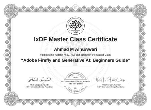 Adobe Firefly and Generative AI: Beginners Guide certificate