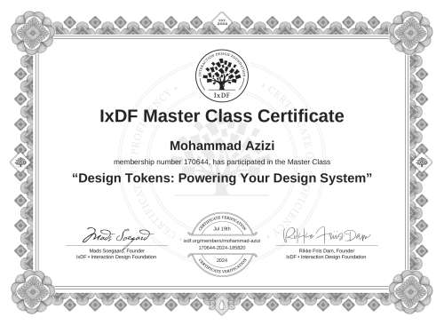 Design Tokens: Powering Your Design System certificate