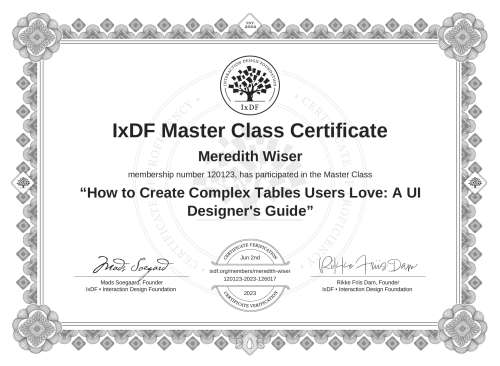 How to Create Complex Tables Users Love: A UI Designer's Guide certificate