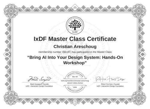 Bring AI Into Your Design System: Hands-On Workshop certificate