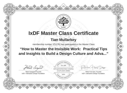 How to Master the Invisible Work:  Practical Tips and Insights to Build a Design Culture and Advance Your Career certificate
