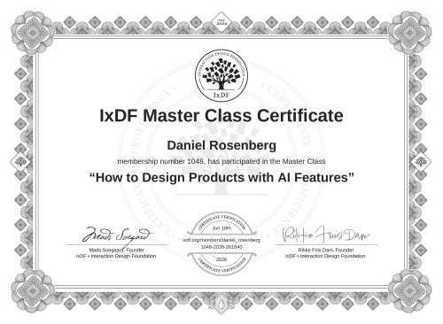 How to Design Products with AI Features certificate