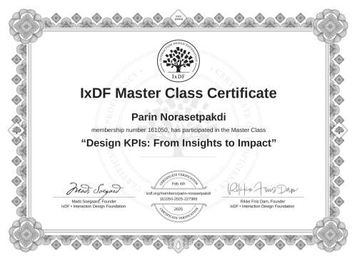Design KPIs: From Insights to Impact certificate