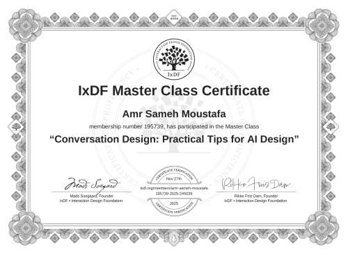 Conversation Design: Practical Tips for AI Design certificate
