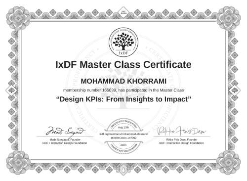Design KPIs: From Insights to Impact certificate