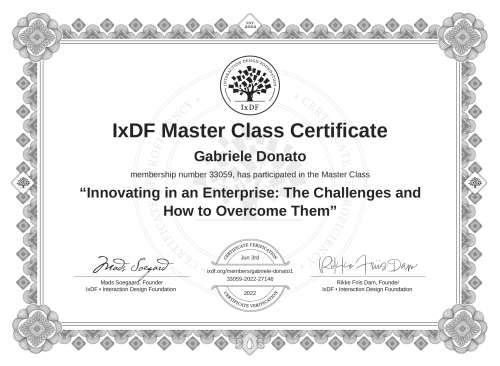 Innovating in an Enterprise: The Challenges and How to Overcome Them certificate