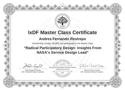 Radical Participatory Design: Insights From NASA’s Service Design Lead certificate