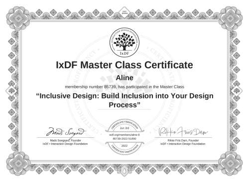 Inclusive Design: Build Inclusion into Your Design Process certificate