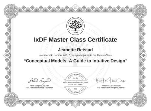 Conceptual Models: A Guide to Intuitive Design certificate