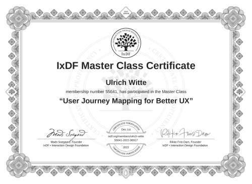 User Journey Mapping for Better UX certificate