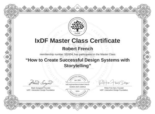 How to Create Successful Design Systems with Storytelling certificate