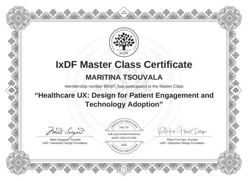 Healthcare UX: Design for Patient Engagement and Technology Adoption certificate