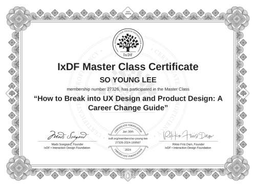 How to Break into UX Design and Product Design: A Career Change Guide certificate