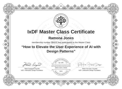 How to Elevate the User Experience of AI with Design Patterns certificate