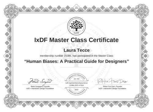 Human Biases: A Practical Guide for Designers certificate