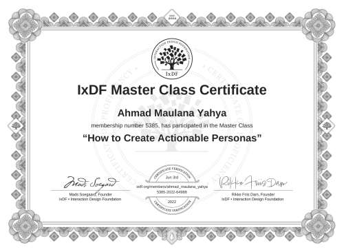 How to Create Actionable Personas certificate