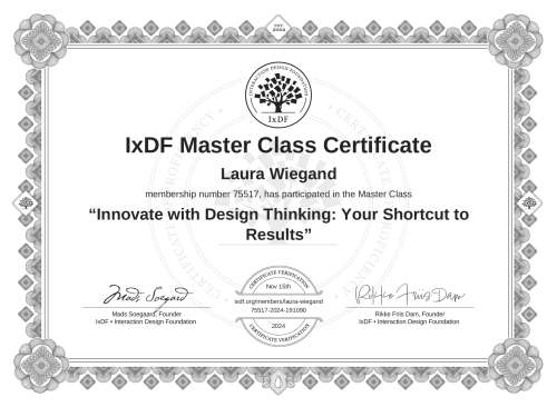 Innovate with Design Thinking: Your Shortcut to Results certificate