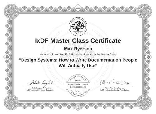 Design Systems: How to Write Documentation People Will Actually Use certificate