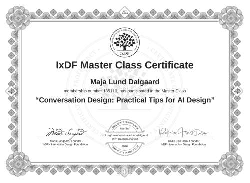 Conversation Design: Practical Tips for AI Design certificate
