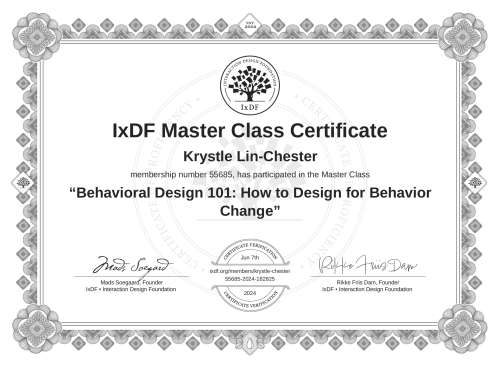 Behavioral Design 101: How to Design for Behavior Change certificate