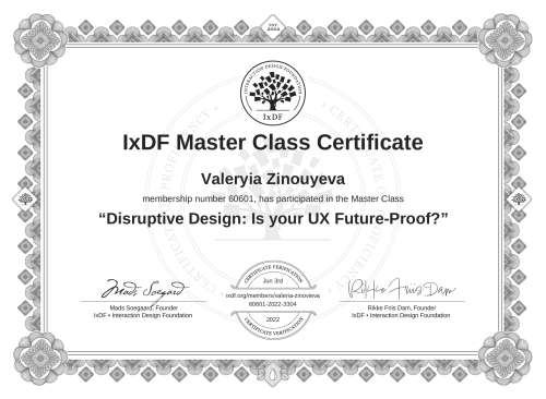 Disruptive Design: Is your UX Future-Proof? certificate