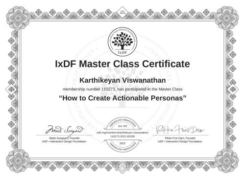 How to Create Actionable Personas certificate