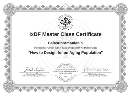 How to Design for an Aging Population certificate