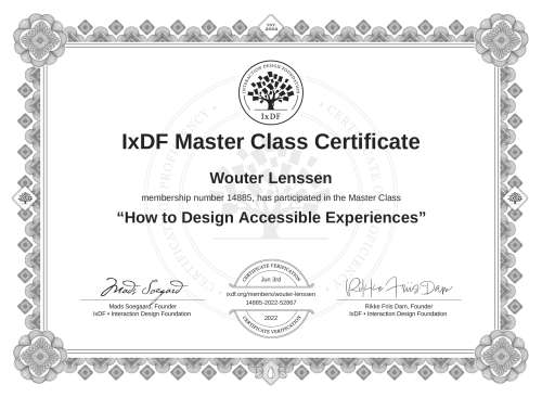 How to Design Accessible Experiences certificate