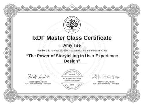 The Power of Storytelling in User Experience Design certificate