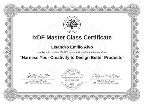 Harness Your Creativity to Design Better Products certificate