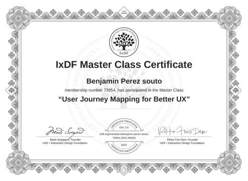 User Journey Mapping for Better UX certificate