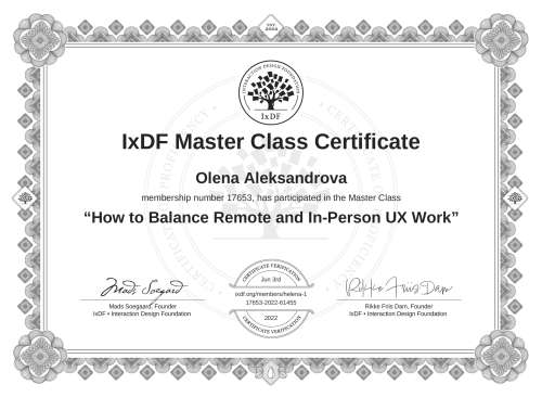 How to Balance Remote and In-Person UX Work certificate