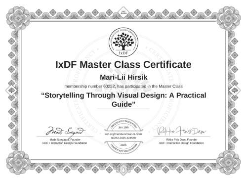 Storytelling Through Visual Design: A Practical Guide certificate
