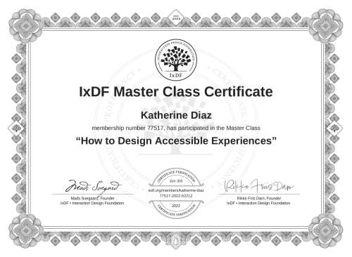 How to Design Accessible Experiences certificate