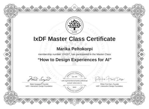 How to Design Experiences for AI certificate
